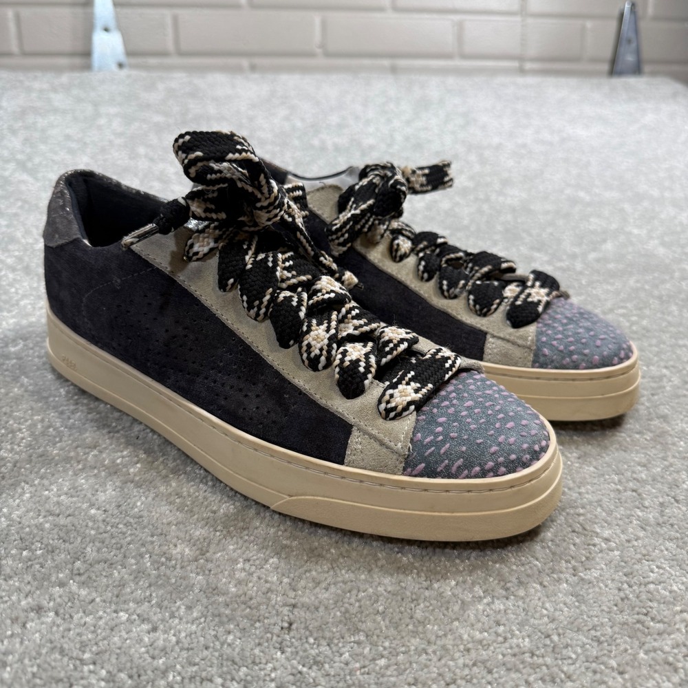 P448 Jack Blackden Low Top Sneakers Grey Suede Iridescent EU 38 Made in Italy - Picture 3 of 15